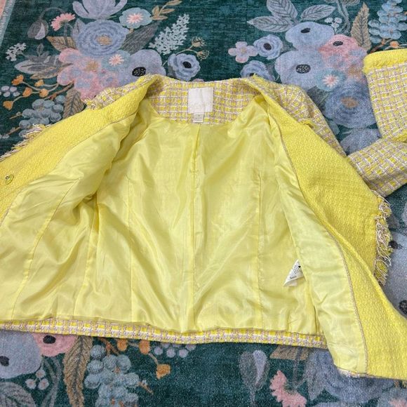 Boucle Tweed Blazer Chanel Style Jacket in Fringed Yellow HTF Super RARE - Picture 11 of 15